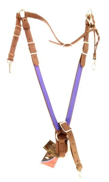 Adjustable Breastplate in BETA or Biothane (Mini, Black, Standard Weight BETA, Brass, Standard Center Ring)