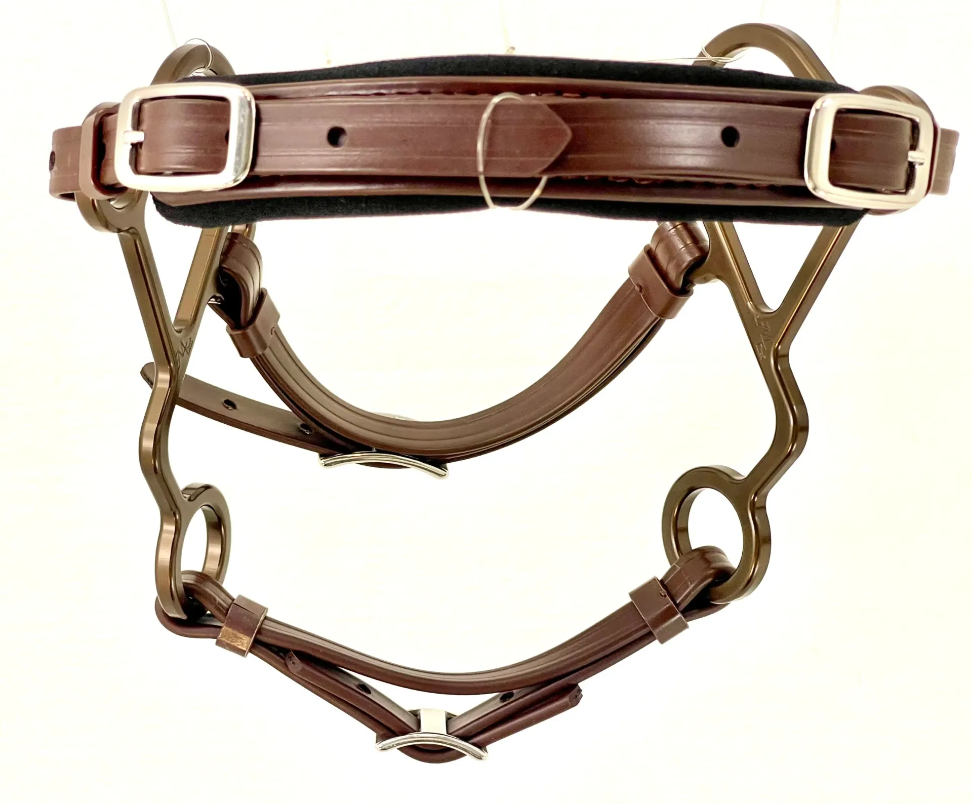 Hackamore Noseband – Complete 3 Piece Kit (Endurance 1/2" Crown, 5/8" Brow and Nose, Brass, None, Brass)